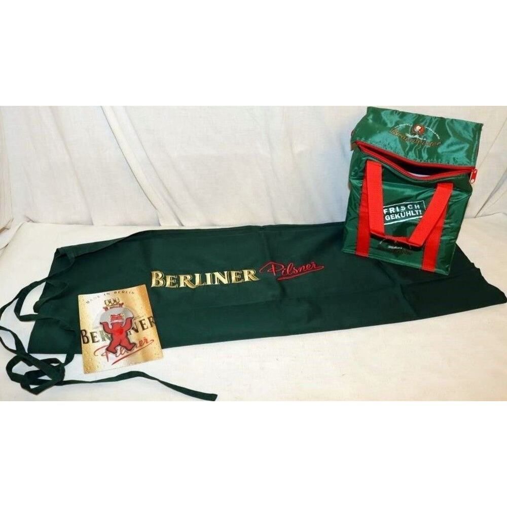 Rare Berliner Pilsner Apron & Bottle Opener Wullner's Braumeister Cooler NOS SET